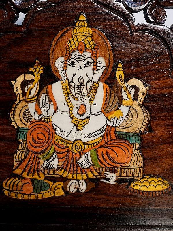 Exotic India 17" Deity Throne / Mandasana In Wood | Handmade Rosewood Home Decor Item 