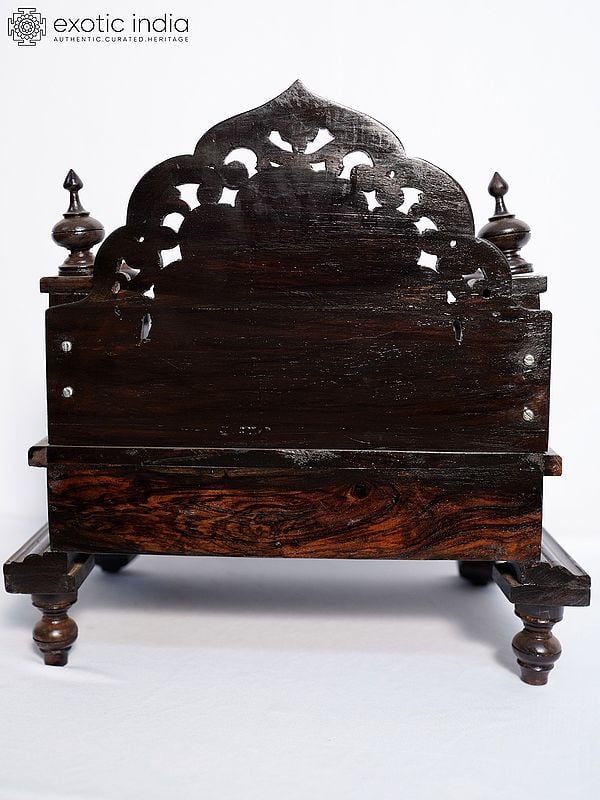 Exotic India 17" Deity Throne / Mandasana In Wood | Handmade Rosewood Home Decor Item 