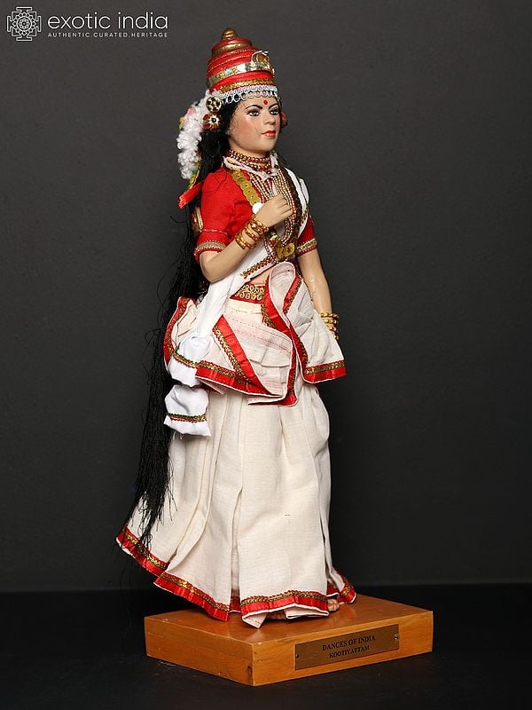 Exotic India 17" Koodiyattam - Indian Traditional Dance From Kerala | Traditional Handmade Doll 