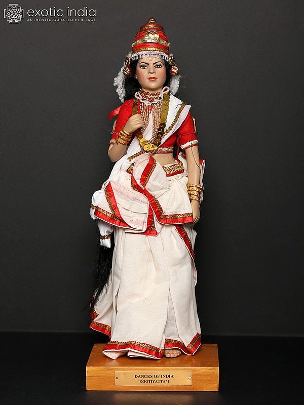 exotic india 17" Koodiyattam - Indian Traditional Dance from Kerala | Traditional Handmade Doll 