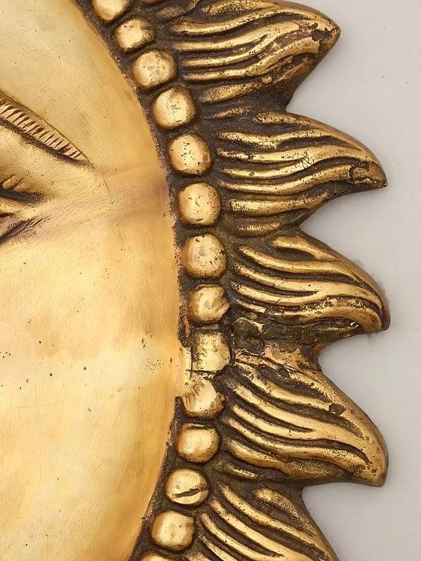 Exotic India 17" Lord Surya Wall Hanging Statue In Brass | Made In India | Handmade 