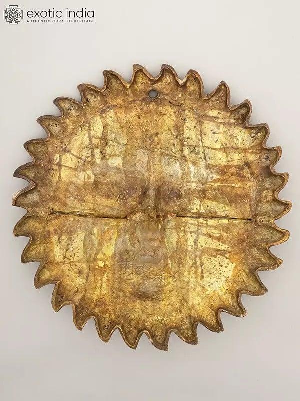Exotic India 17" Lord Surya Wall Hanging Statue In Brass | Made In India | Handmade 
