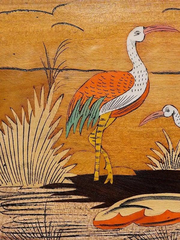Exotic India 18" Beautiful Birds Near By The Lake | Rosewood Panel With Inlay Work 