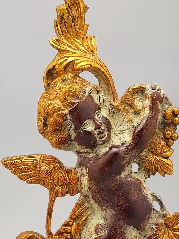 Exotic India 18" Brass Cherub Angel Door Stop | Home Decor 
