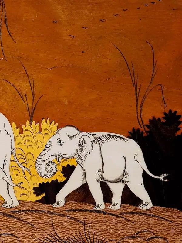 Exotic India 18" Happy Family In The Forest | Rosewood Panel With Inlay Work 