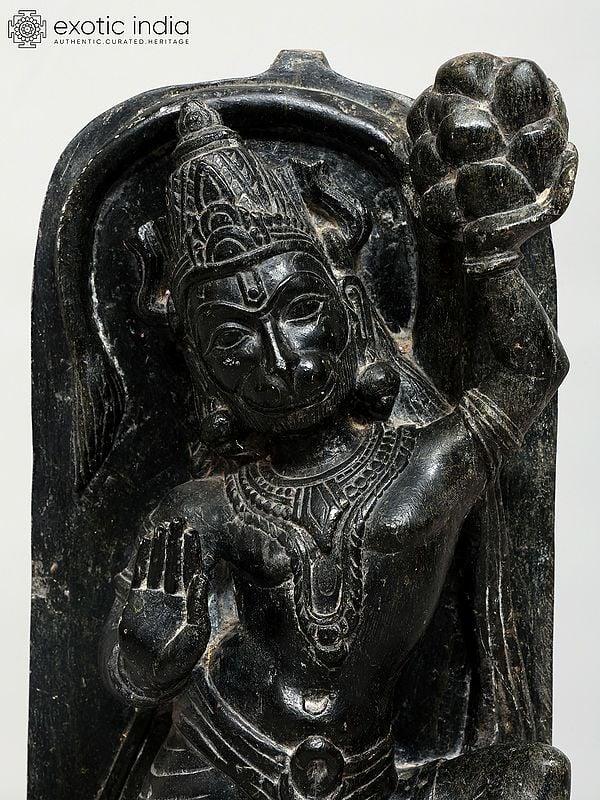Exotic India 18" Lord Hanuman Carrying Sanjivani | Granite Stone Statue | Made In Orissa 