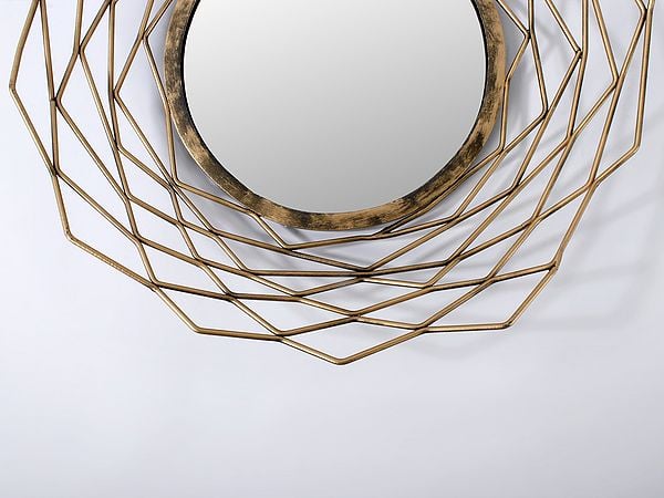 Exotic India 18'' Mirror With Metal Frame | Iron | Wall Hanging 