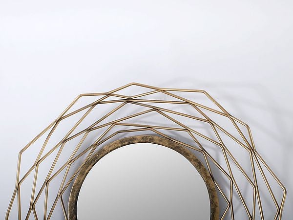 Exotic India 18'' Mirror With Metal Frame | Iron | Wall Hanging 