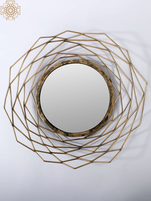 exotic india 18'' Mirror With Metal Frame | Iron | Wall Hanging 