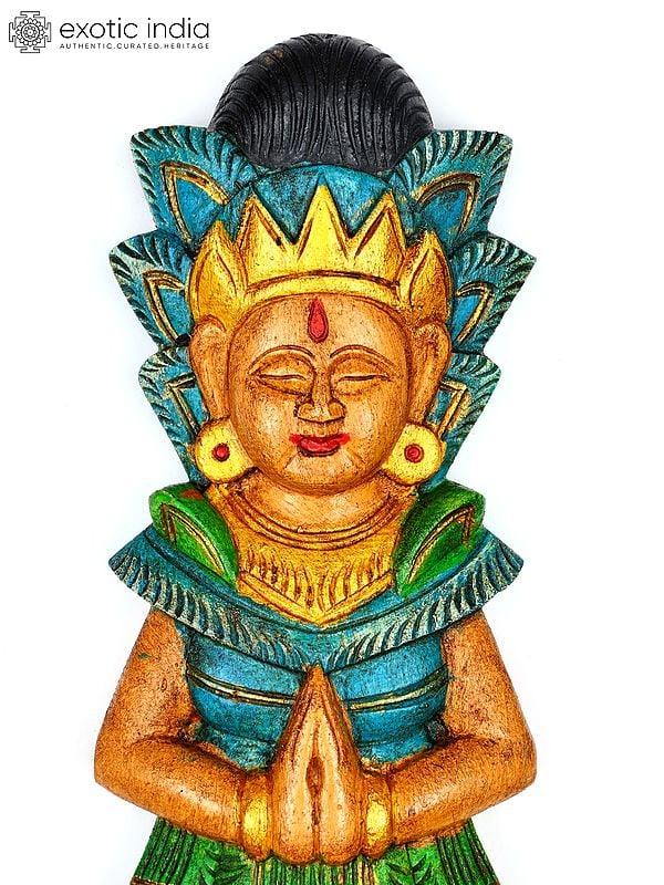 Exotic India 18" Ram Sita Wall Hangings | Wood Carved Statues 