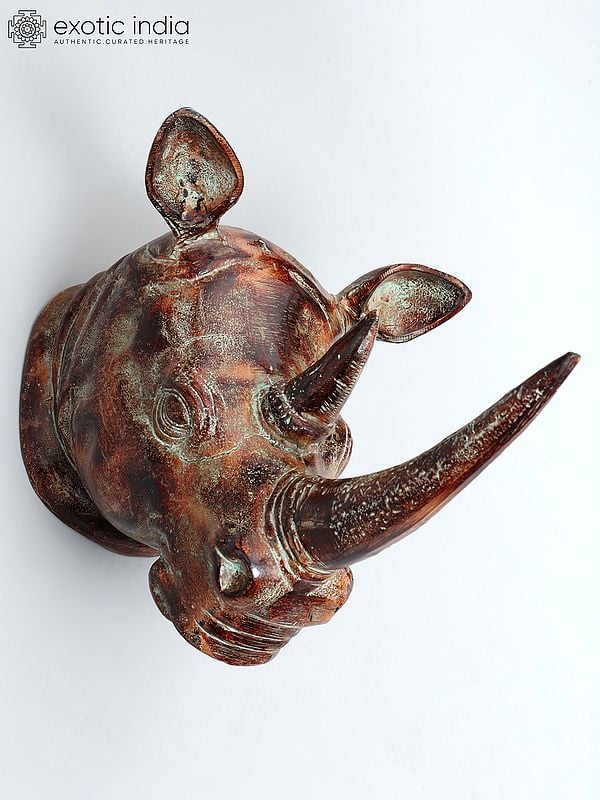 Exotic India 18" Rhinoceros Wall Hanging Head | Home Decor