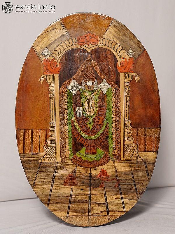 exotic india 18" Standing Lord Venkateswara Balaji | Rosewood Panel With Inlay Work 