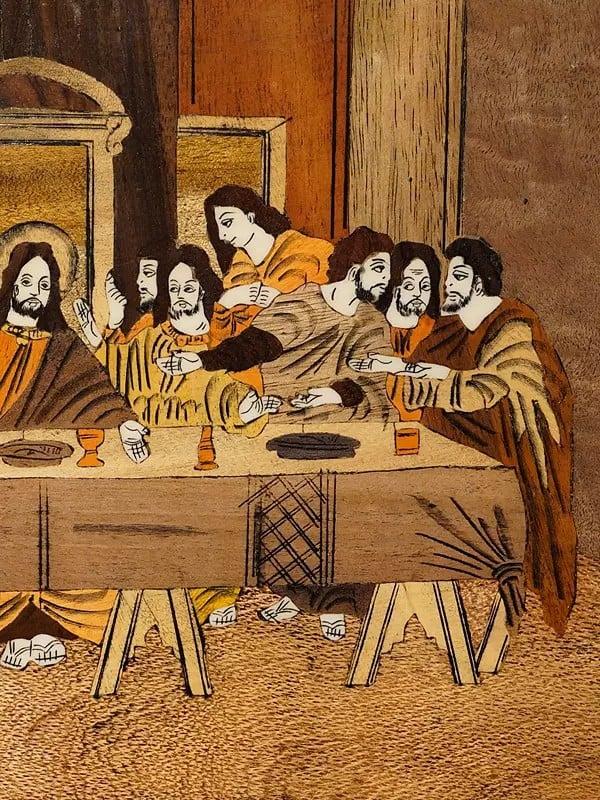 Exotic India 18" The Last Supper - Jesus | Rosewood Panel With Inlay Work 