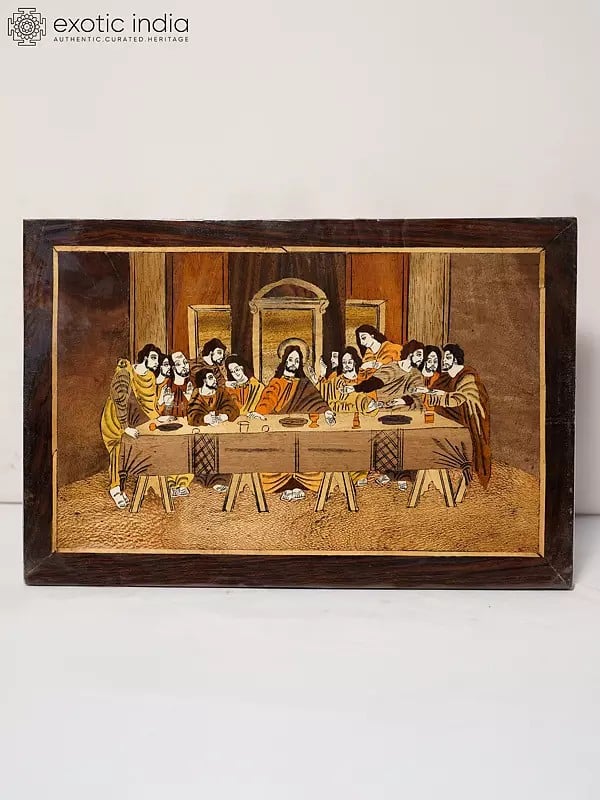 exotic india 18" The Last Supper - Jesus | Rosewood Panel With Inlay Work 