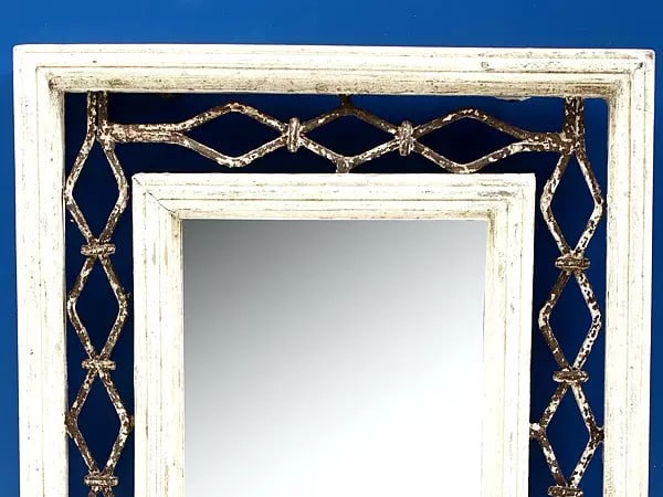 Exotic India 18" Vintage Wood With Iron Framed Mirror