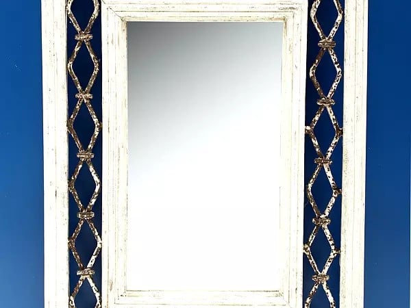 Exotic India 18" Vintage Wood With Iron Framed Mirror