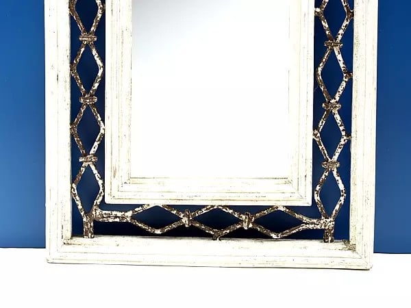 Exotic India 18" Vintage Wood With Iron Framed Mirror