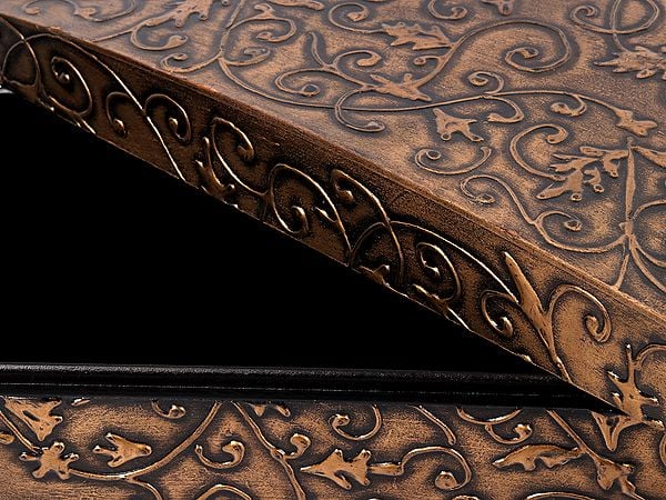 Exotic India 18" Wooden Embossed Designer Rectangular Box 
