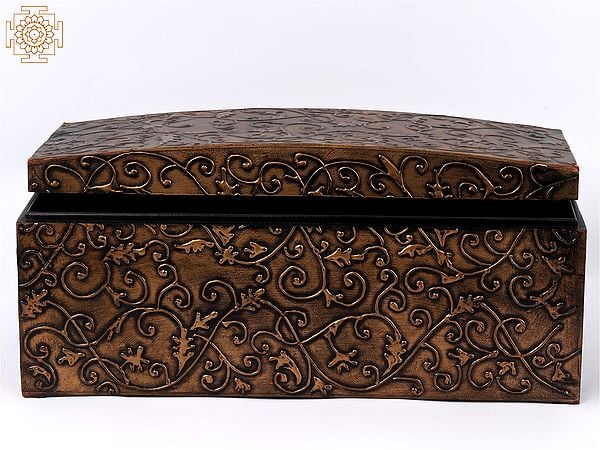 exotic india 18" Wooden Embossed Designer Rectangular Box 