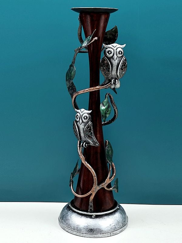 exotic india 19" Decorative Owl Candle Holder | Handmade 