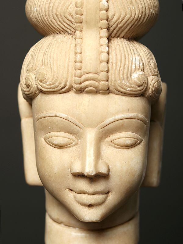 Exotic India 19" Marble Jatamukuta Shiva On Wooden Stand 