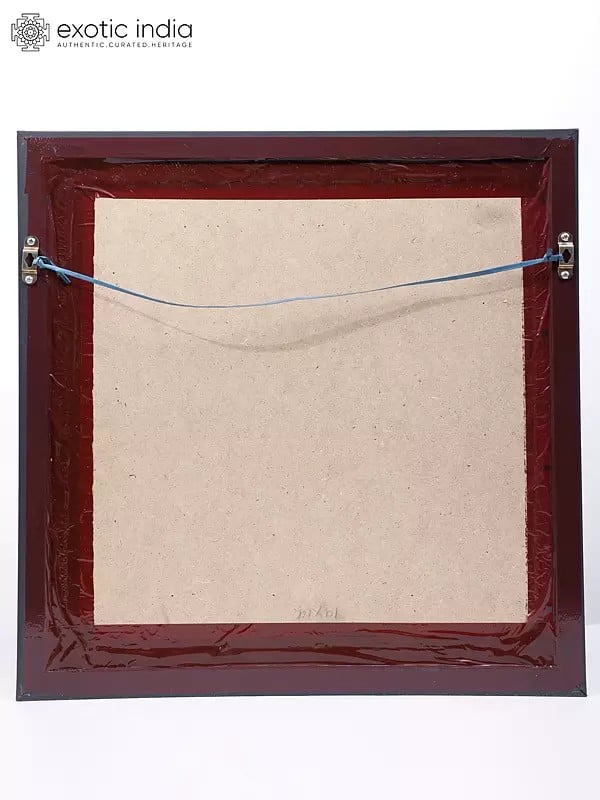 Exotic India 19" Tirupati Balaji (Venkateshvara) Lamp With Bell | Wood Framed | Wall Hanging 