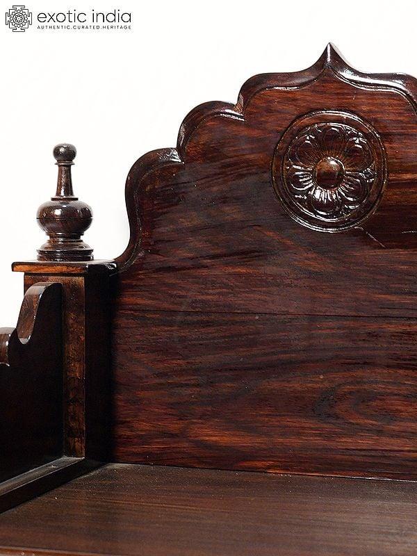Exotic India 19" Wood Carved Mandasana For Home | Handmade Rosewood Home Decor Item 
