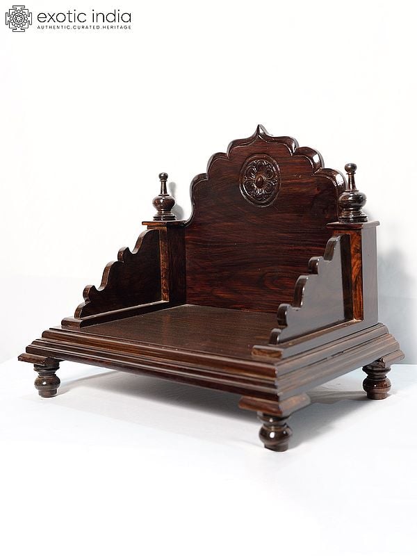 Exotic India 19" Wood Carved Mandasana For Home | Handmade Rosewood Home Decor Item 