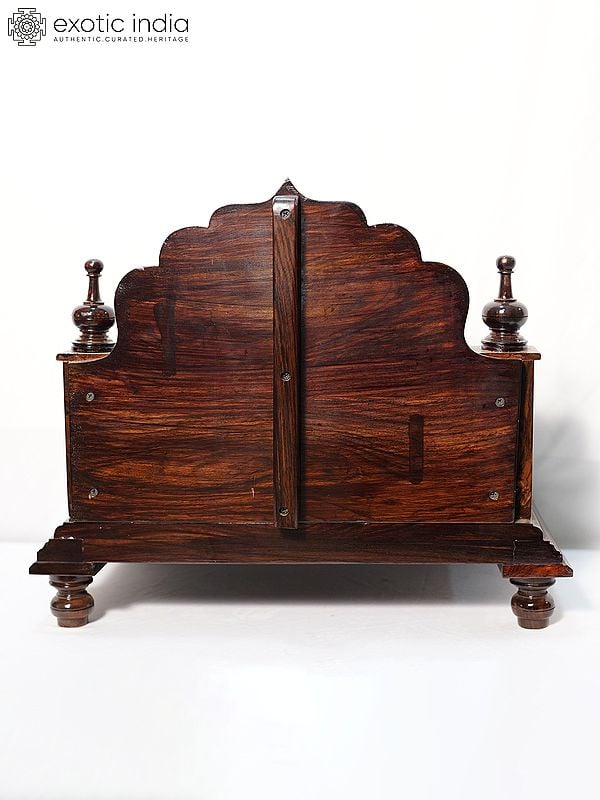 Exotic India 19" Wood Carved Mandasana For Home | Handmade Rosewood Home Decor Item 