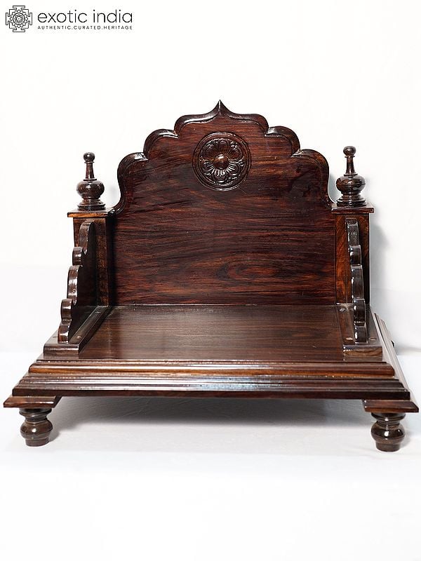 exotic india 19" Wood Carved Mandasana For Home | Handmade Rosewood Home Decor Item 