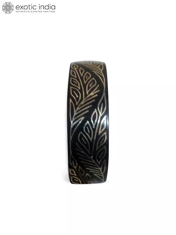 Exotic India 2" Attractive Designer Bracelet | Birdi Artwork | Gunmetal With Real Silver