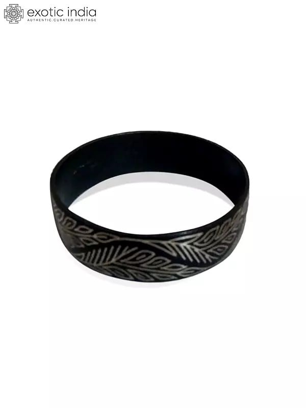 exotic india 2" Attractive Designer Bracelet | Birdi Artwork | Gunmetal With Real Silver 
