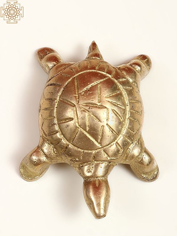 exotic india 2" Golden-shaded Glittering Small Brass Vastu Tortoise