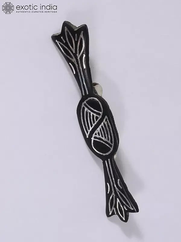 exotic india 2" Small Attractive Brooch for Blazer | Bidri Artwork | Gunmetal with Real Silver