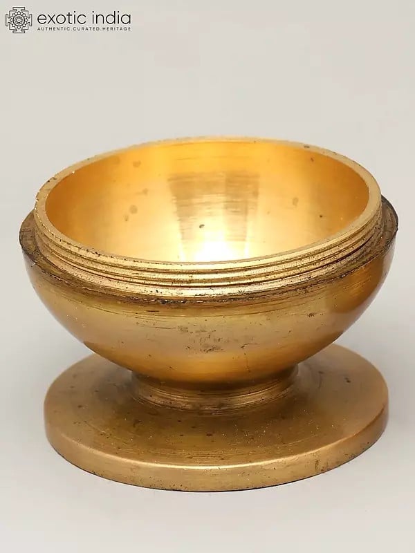 Exotic India 2" Small Brass Round Kumkum Box With Lid | Made In India 