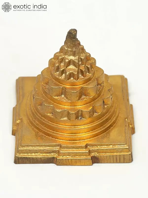 Exotic India 2" Small Brass Shri Yantra | Handmade | Made In India 