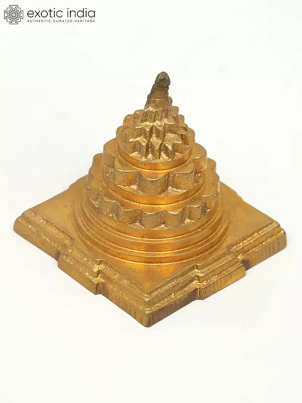 Exotic India 2" Small Brass Shri Yantra | Handmade | Made In India 
