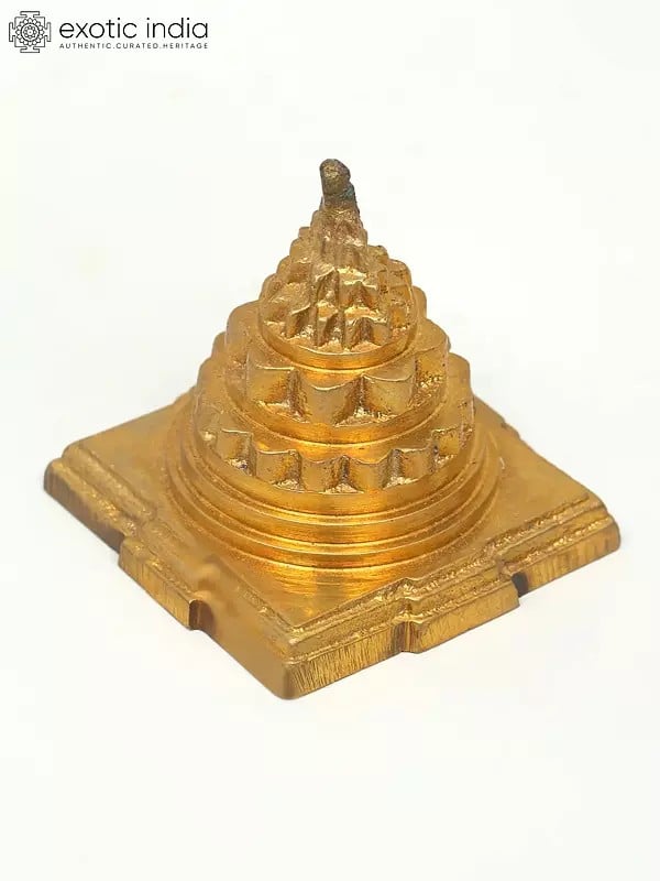 Exotic India 2" Small Brass Shri Yantra | Handmade | Made In India 