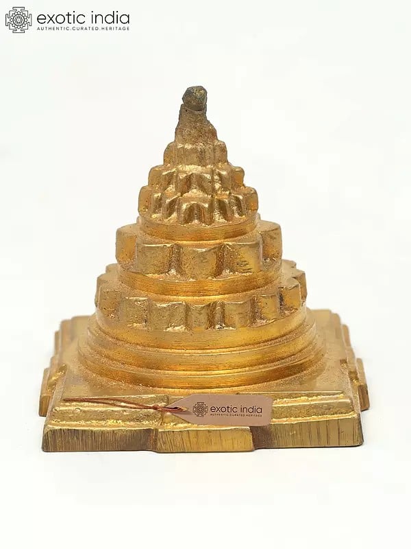 exotic india 2" Small Brass Shri Yantra | Handmade | Made In India 