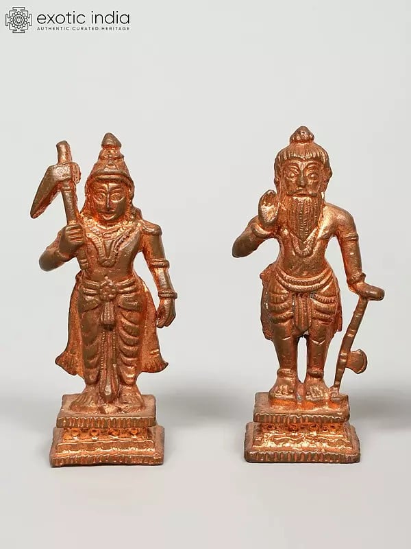 Exotic India 2" Small Dashavatara Of Lord Vishnu | Set Of Ten | Copper Statues 