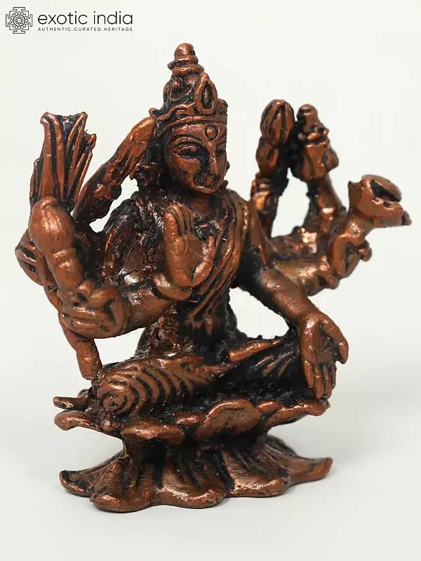 Exotic India 2" Small Dhanya Lakshmi (Grain Lakshmi) | Copper Statue 