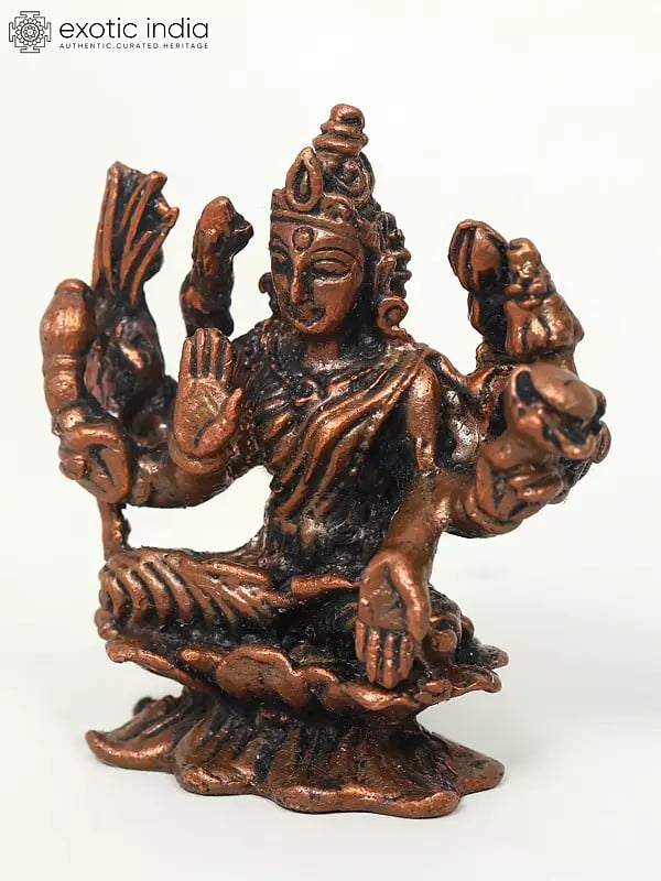 Exotic India 2" Small Dhanya Lakshmi (Grain Lakshmi) | Copper Statue 