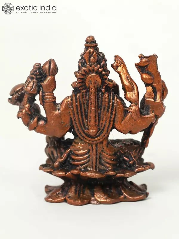 Exotic India 2" Small Dhanya Lakshmi (Grain Lakshmi) | Copper Statue 