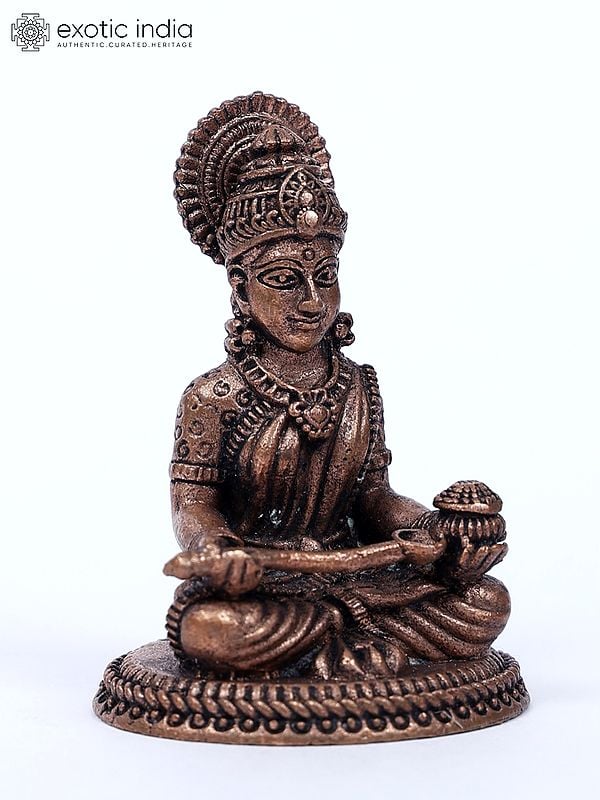Exotic India 2" Small Goddess Annapurna Copper Statue 