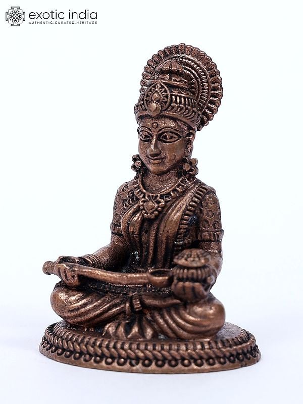 Exotic India 2" Small Goddess Annapurna Copper Statue 