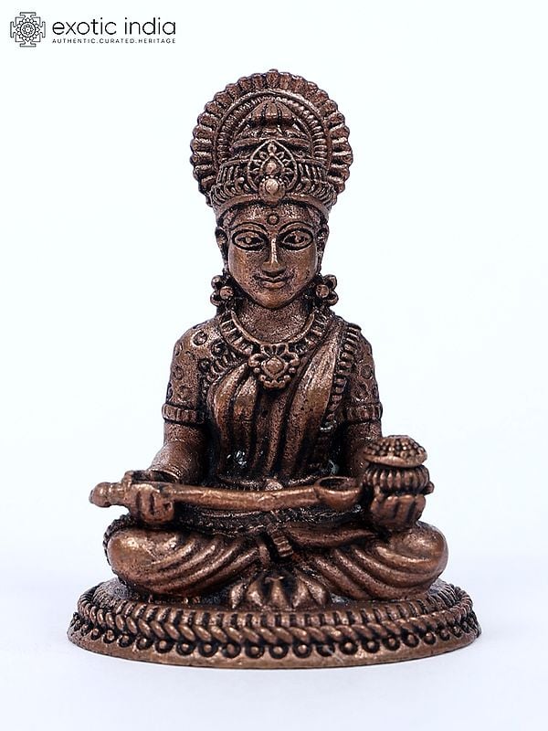 exotic india 2" Small Goddess Annapurna Copper Statue 