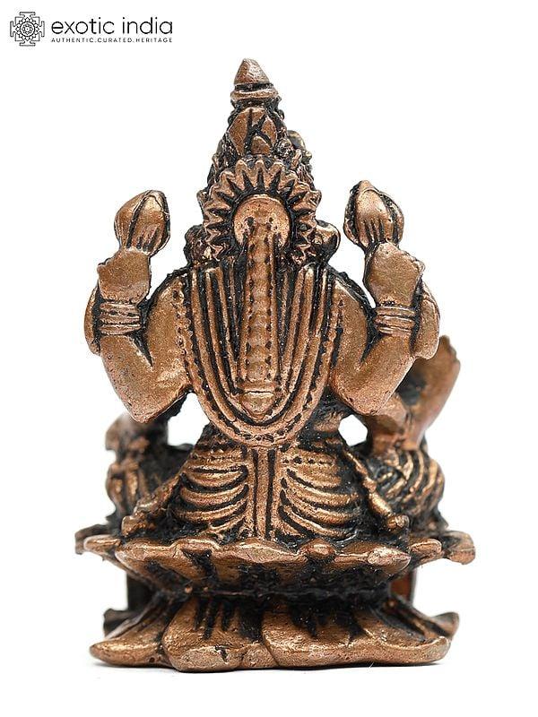 Exotic India 2" Small Goddess Lakshmi Copper Statue | Home Temple Idol 