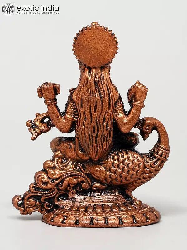 Exotic India 2" Small Goddess Saraswati Seated On Swan | Copper Idol 