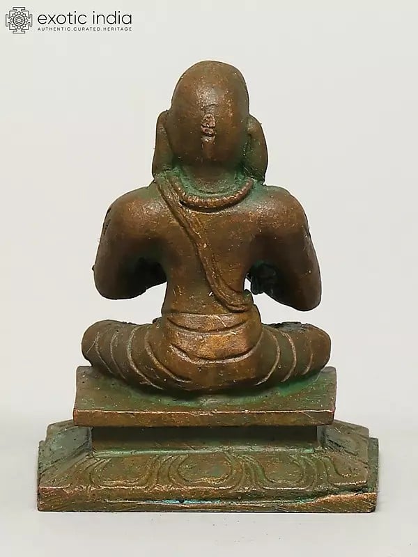 Exotic India 2" Small Hindu Philosopher And Guru Ramanujacharya | Madhuchista Vidhana (Lost-Wax) | Panchaloha Bronze From Swamimalai 