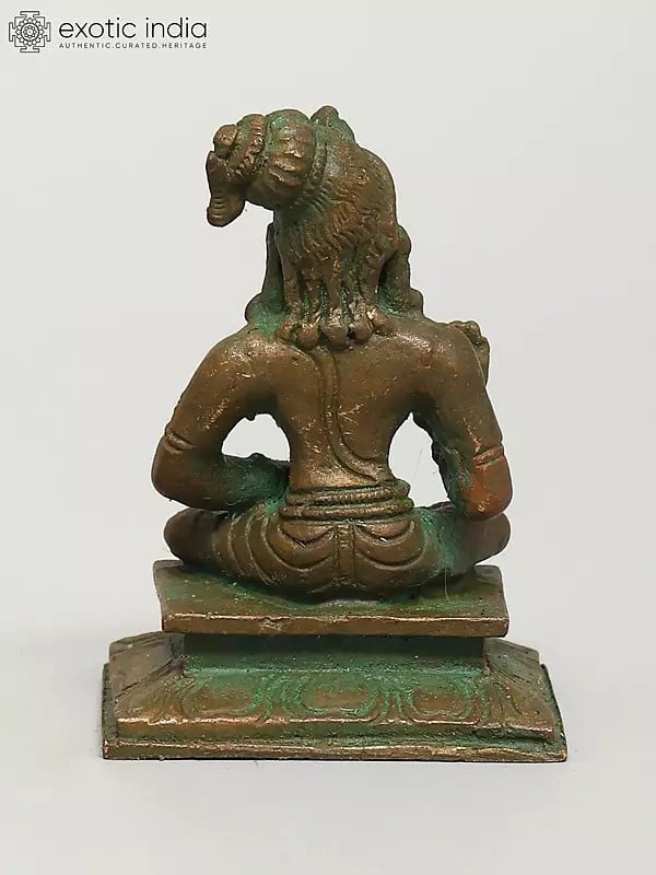 Exotic India 2" Small Hindu Saint Nammalvar | Madhuchista Vidhana (Lost-Wax) | Panchaloha Bronze From Swamimalai 